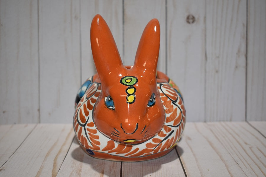 Rabbit Planter, Sevilla Brown Pottery Design, Ceramic Rabbit Flowerpot