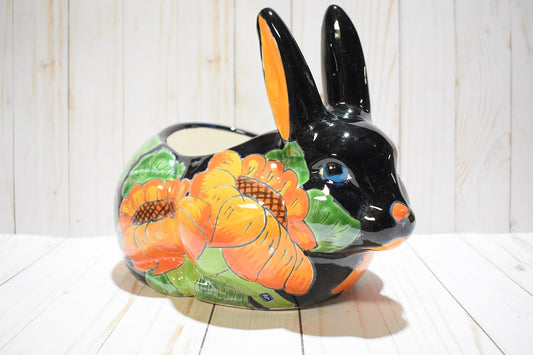 Rabbit Planter, Classic Sunflowers Pottery Design, Ceramic Rabbit Flowerpot