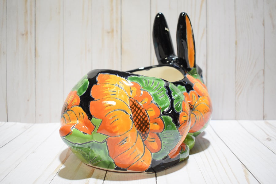 Rabbit Planter, Classic Sunflowers Pottery Design, Ceramic Rabbit Flowerpot