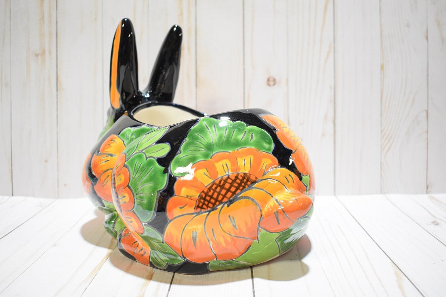 Rabbit Planter, Classic Sunflowers Pottery Design, Ceramic Rabbit Flowerpot