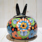 Rabbit Planter, Talavera Flowers Pottery Design, Ceramic Rabbit Flowerpot
