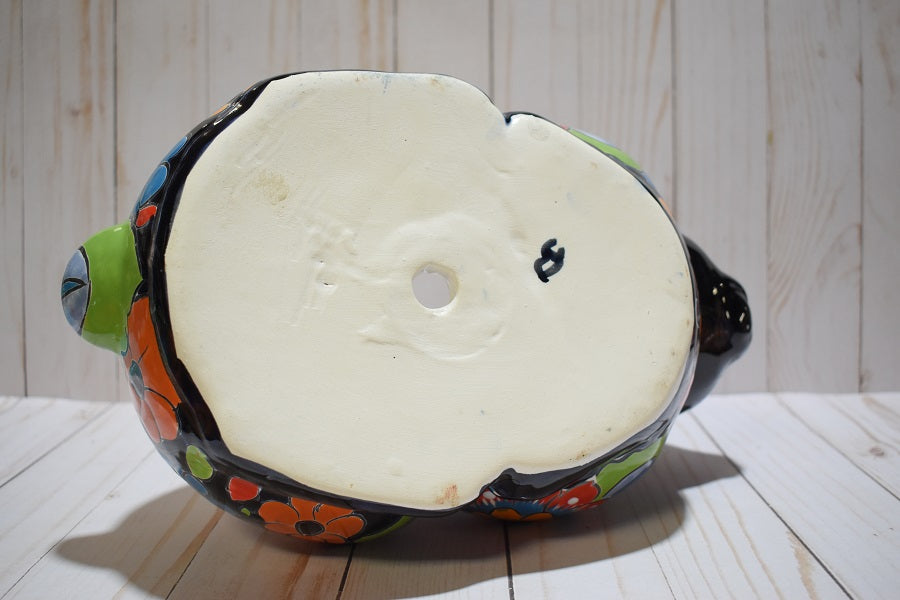 Rabbit Planter, Talavera Flowers Pottery Design, Ceramic Rabbit Flowerpot