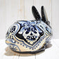 Rabbit Planter, Talavera Blue Dark Cobalt Pottery Design, Ceramic Rabbit Flowerpot