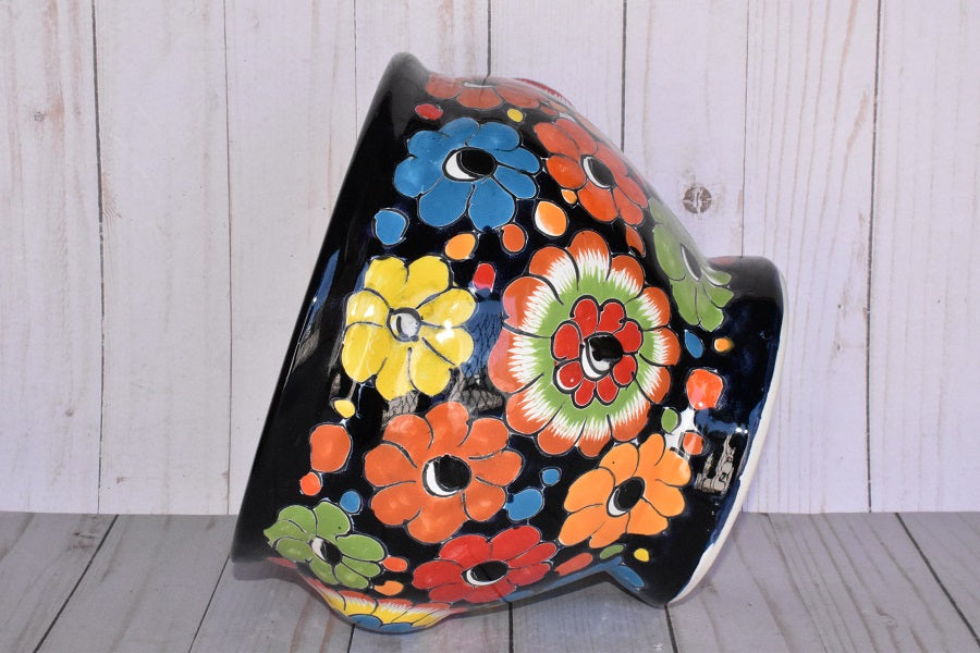 Short Pot Syle Cup in Colorful Talavera Flowers