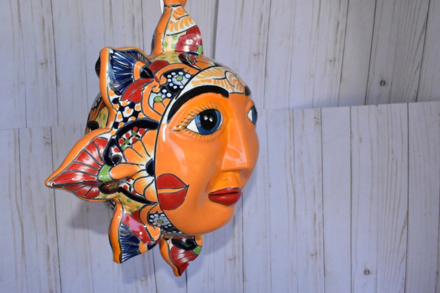 Large Marigold Talavera Celestial Sun Sphere-shaped Double face