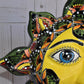 Large Green & Red Peacock Feathers Celestial Sun Sphere-shaped Double face