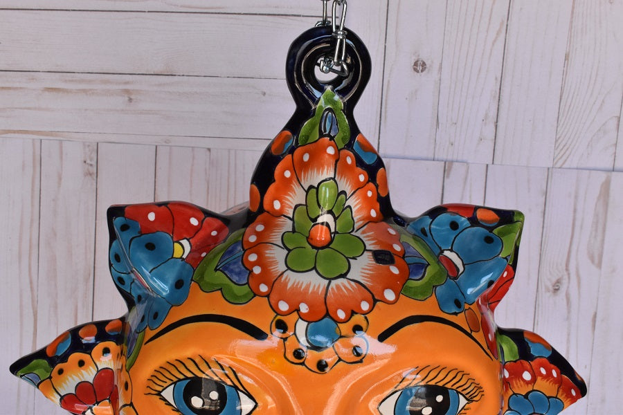 Large Talavera Flowers Celestial Sun Sphere-shaped Double face