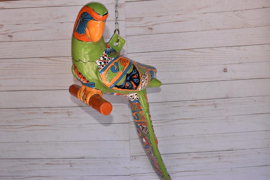 Large Beautiful Hanging Parrot Green Talavera