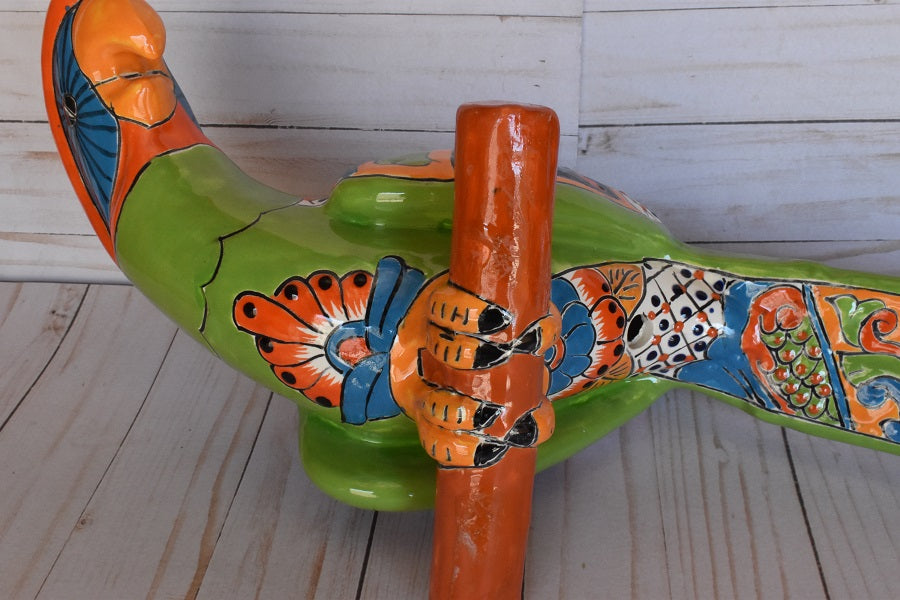 Large Beautiful Hanging Parrot Green Talavera