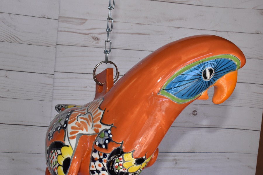 Large Beautiful Hanging Parrot Brown Talavera