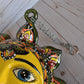 Large Green & Red Peacock Feathers Celestial Sun Sphere-shaped Double face