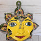 Large Green & Red Peacock Feathers Celestial Sun Sphere-shaped Double face
