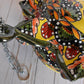 Large Green & Red Peacock Feathers Celestial Sun Sphere-shaped Double face