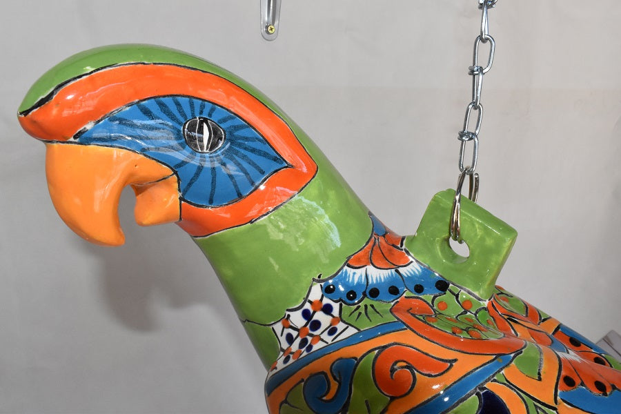 Large Beautiful Hanging Parrot Green Talavera