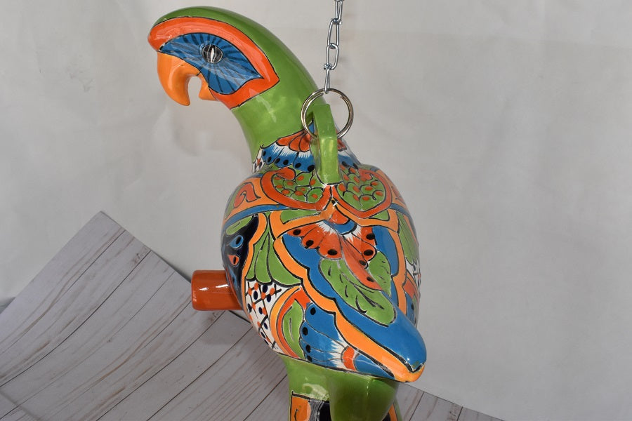 Large Beautiful Hanging Parrot Green Talavera