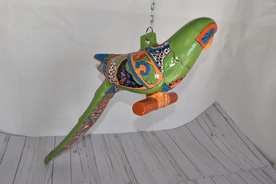Large Beautiful Hanging Parrot Green Talavera