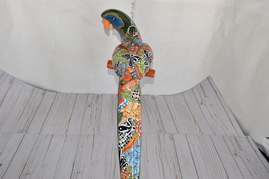 Large Beautiful Hanging Parrot Green Talavera Puebla