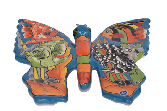 Butterfly Handcrafted Colorful Fish Caribbean Mexican Pottery