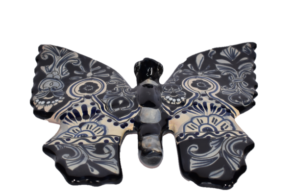 Butterfly Handcrafted Talavera Blue Cobalt-Style Mexican Pottery