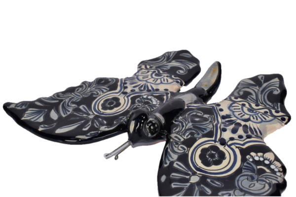 Butterfly Handcrafted Talavera Blue Cobalt-Style Mexican Pottery