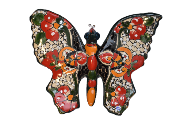 Butterfly Handcrafted Colorful Talavera Mayan- Style Mexican Pottery