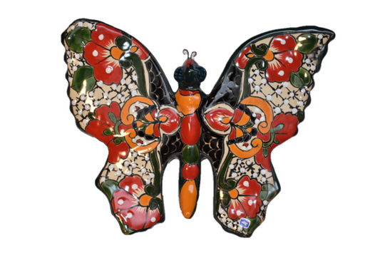 Butterfly Handcrafted Colorful Talavera Mayan- Style Mexican Pottery