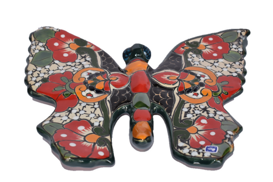 Butterfly Handcrafted Colorful Talavera Mayan- Style Mexican Pottery