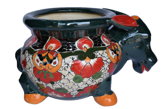 Planter Donkey in Historic Talavera Mayan style