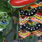 Planter Donkey in Talavera Peacock Red and Green style