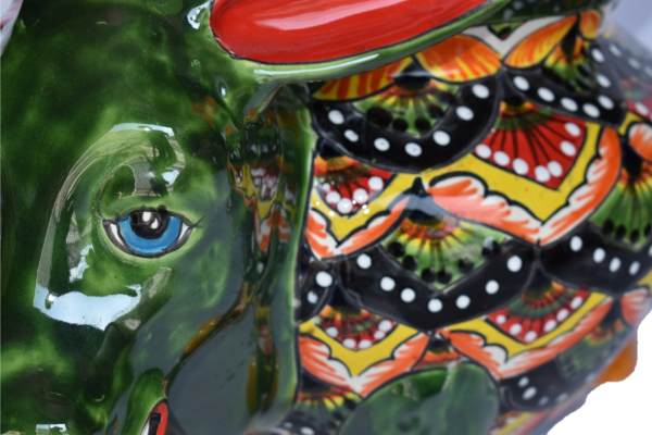 Planter Donkey in Talavera Peacock Red and Green style