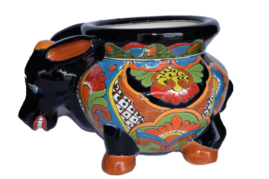 Planter Donkey in classic Talavera style