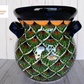 Flowerplanter With Handles Green Peacock Design