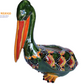 Pelican Planter in Peacock Green and Red Design