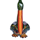 Pelican Planter in Peacock Green and Red Design