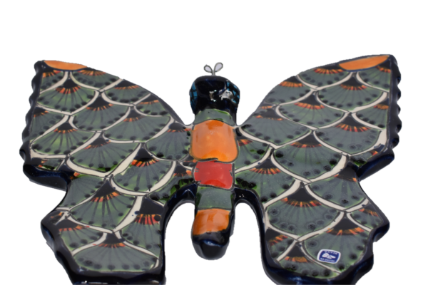 Butterfly Handcrafted Talavera Peacock Green-Style Mexican Pottery