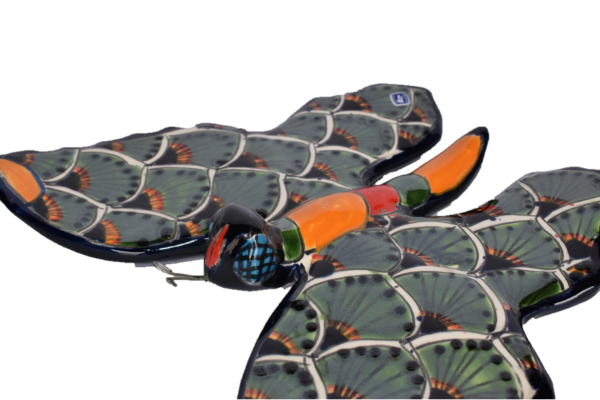 Butterfly Handcrafted Talavera Peacock Green-Style Mexican Pottery