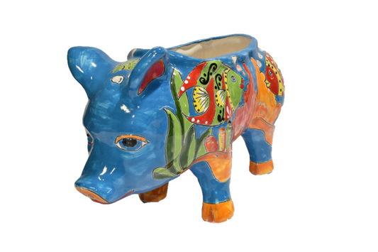 PIG PLANTER HANDCRAFTED IN FISH CARIBBEAN DESIGN
