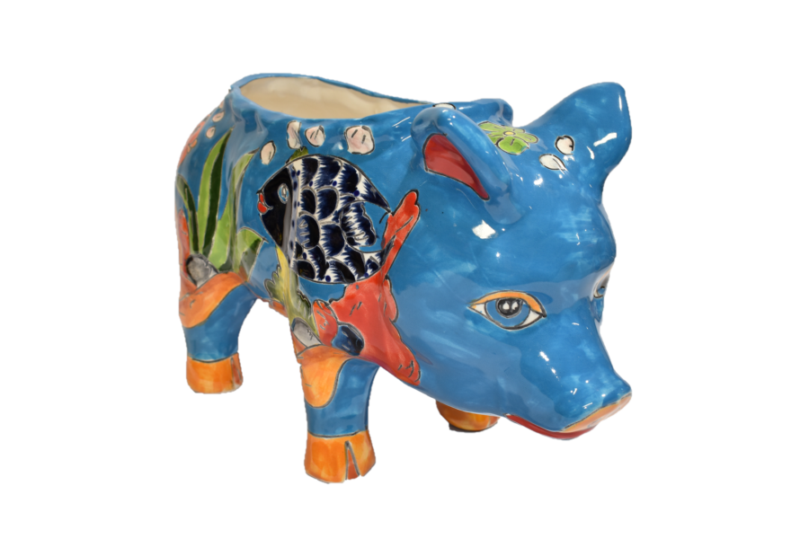 PIG PLANTER HANDCRAFTED IN FISH CARIBBEAN DESIGN