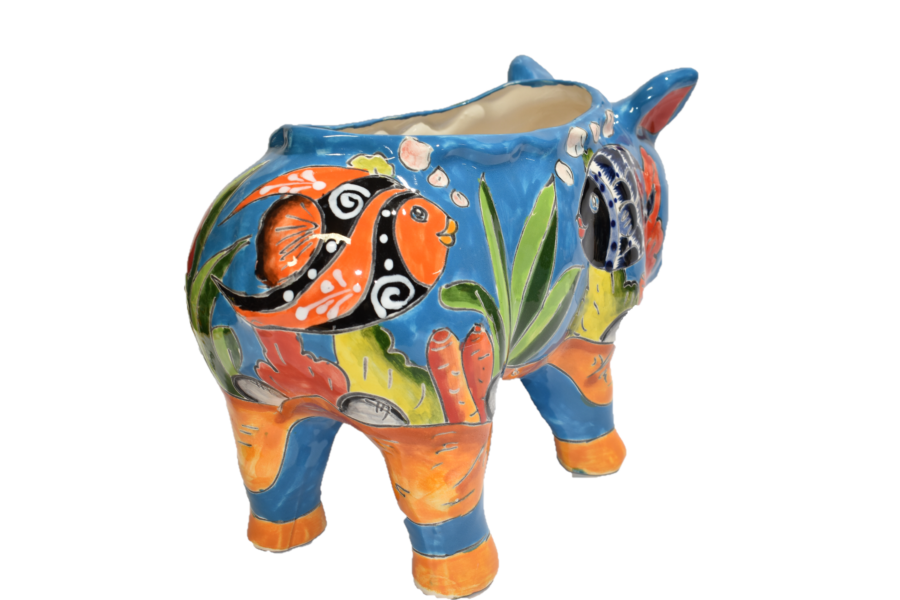 PIG PLANTER HANDCRAFTED IN FISH CARIBBEAN DESIGN