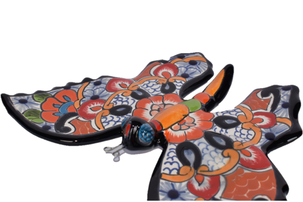 Butterfly Handcrafted Colorful Puebla White- style Mexican Pottery