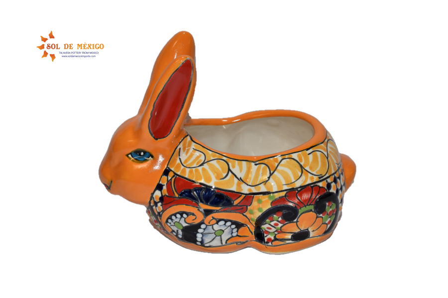 Rabbit Planter, Sevilla Yellow Pottery Design, Ceramic Rabbit Flowerpot