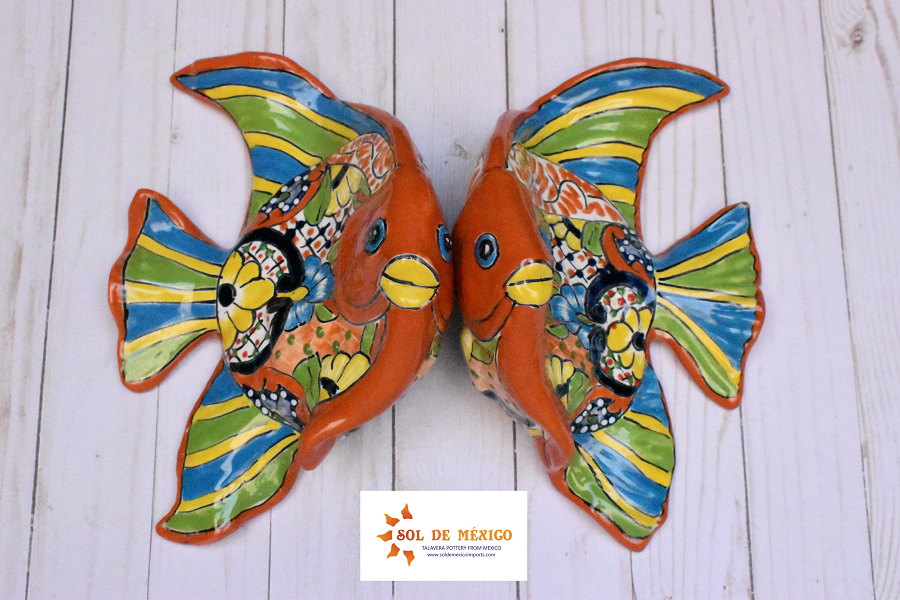 Angelfish- Hancrafted Talavera Ceramic in Sevilla Brown Design