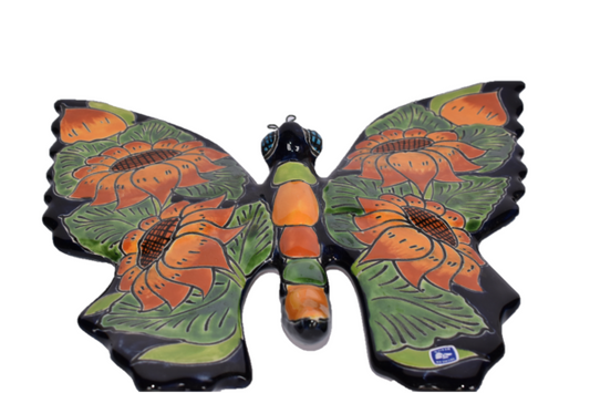 Butterfly Handcrafted Talavera Sunflower-style Mexican Pottery