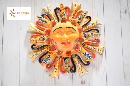 Talavera Sevilla Yellow Ceramic Wall Mermaid Sun