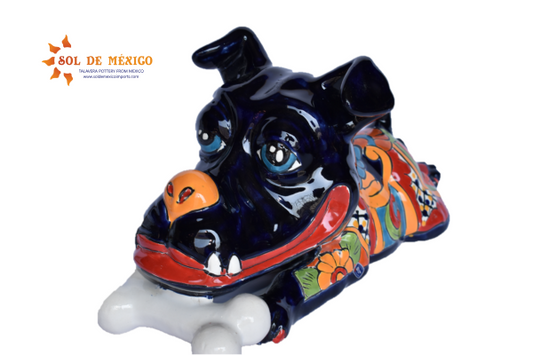 Handmade Classic Talavera colorful Bulldog Figurine