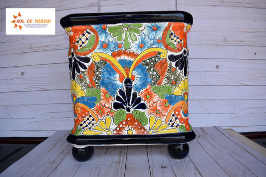Square Flowerplanter Handcrafted Talavera Puebla