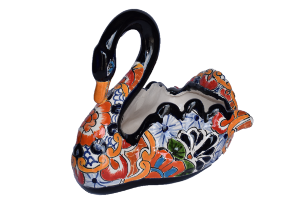 Talavera- Puebla White Planter Style Ceramic Swan