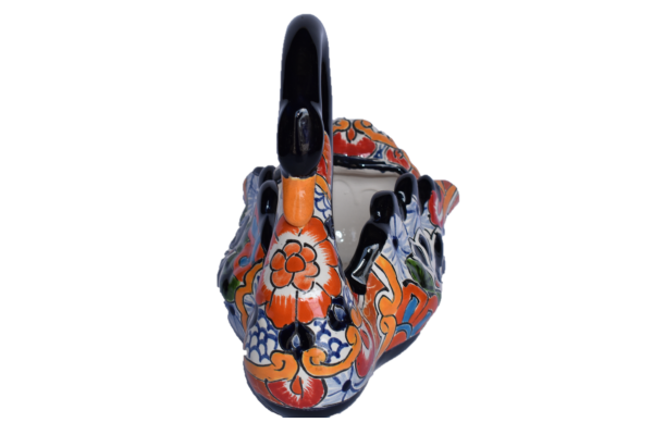 Talavera- Puebla White Planter Style Ceramic Swan