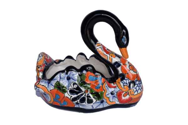 Talavera- Puebla White Planter Style Ceramic Swan