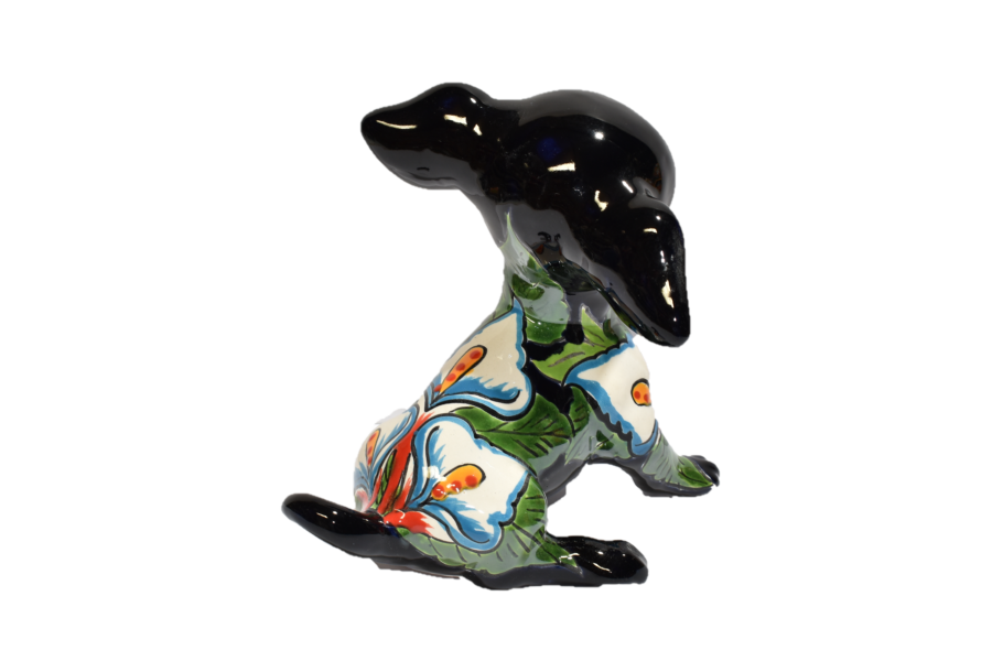 Sitting Calla-lilies Chihuahua Puppy Handmade Mexican Pottery